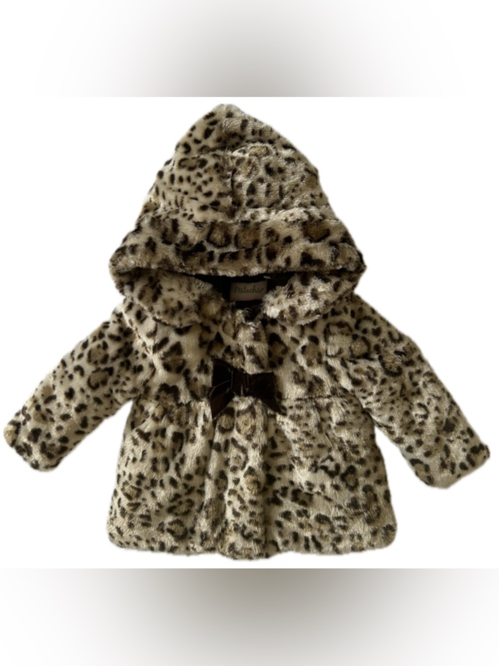 Pistachio Baby Girl Brown Leopard Print Faux Fur Winter Jacket